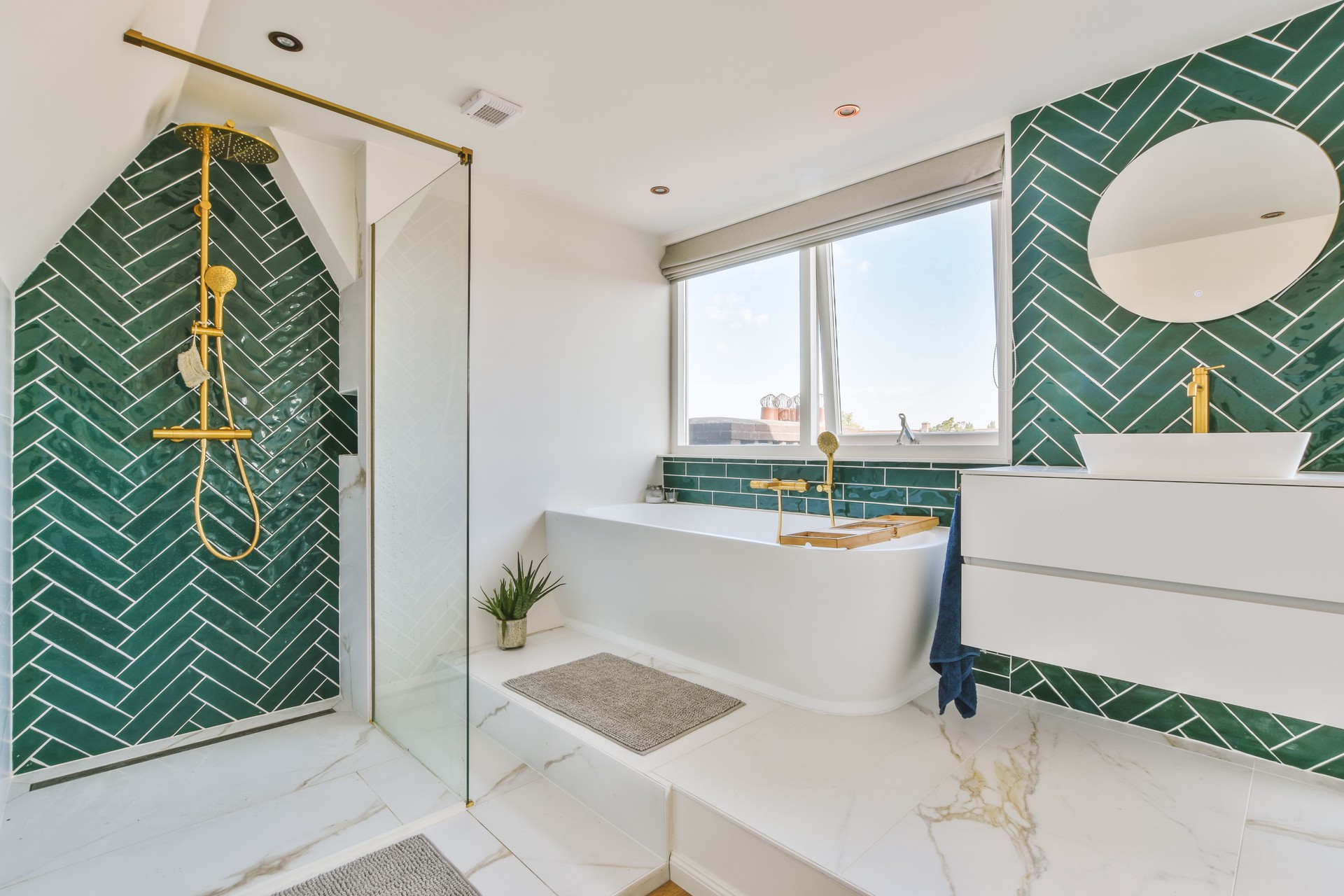 The interior of a bathroom in a modern house